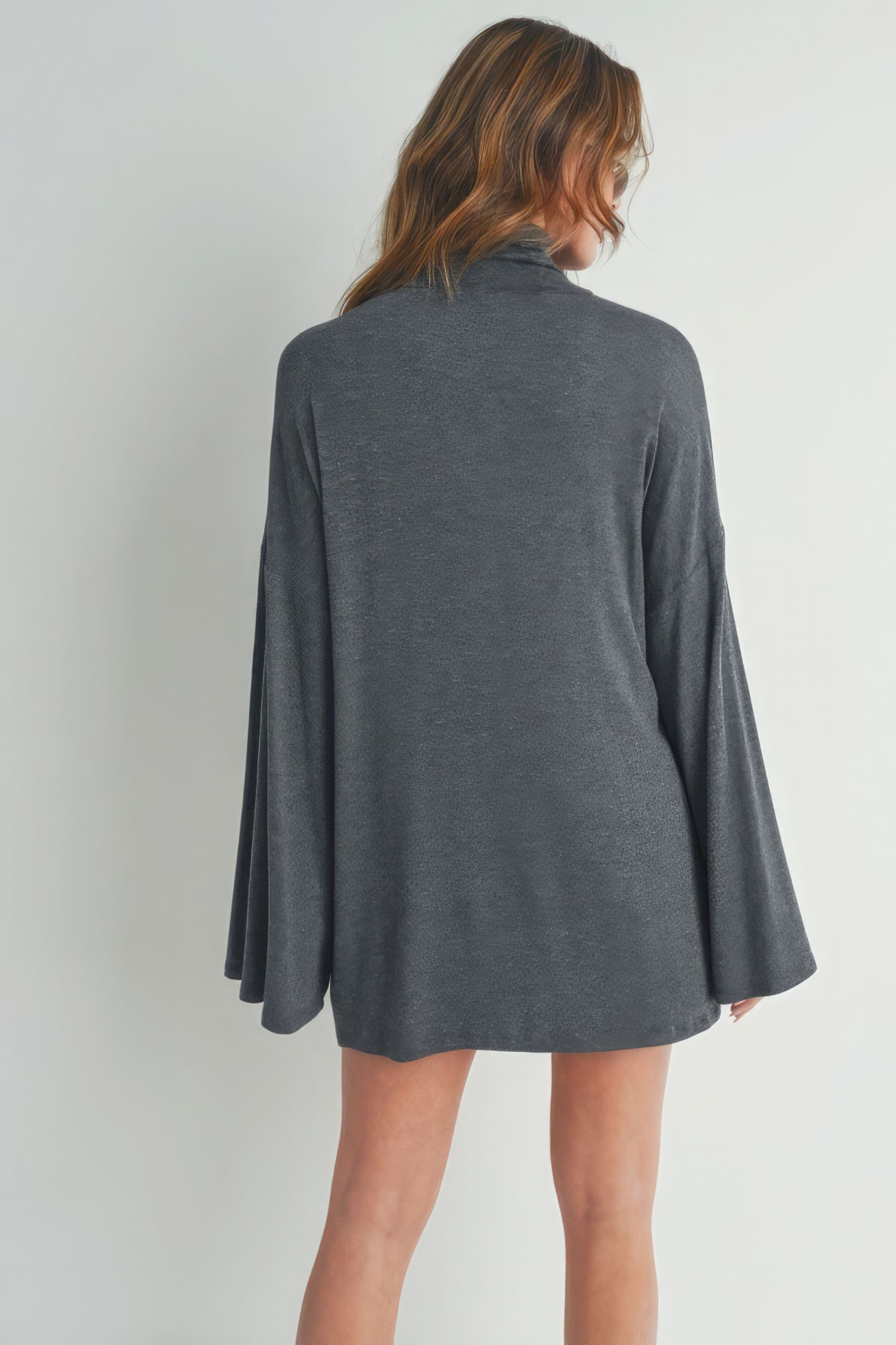 Modern Elegance Bell-Sleeved Turtle Neck Gown